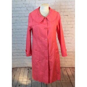 Chadwick’s Jacket Midi Coral Trench Coat Big Collar Cotton Coat Buttons Size 10